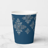 Faux Grey Folie Snowflakes op blauw (geen echte Fo Papieren Bekers (Achterkant)