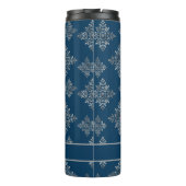 Faux Grey Folie Snowflakes op blauw (geen echte Fo Thermosbeker (Achterkant)
