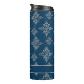 Faux Grey Folie Snowflakes op blauw (geen echte Fo Thermosbeker (Geroteerd rechts)