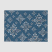 Faux Grey Folie Snowflakes op blauw (geen echte Fo Tissuepapier (Voorkant)