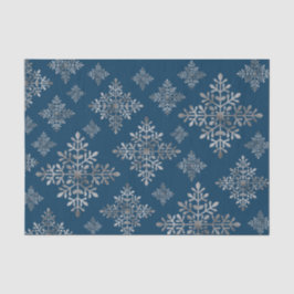Faux Grey Folie Snowflakes op blauw (geen echte Fo Tissuepapier