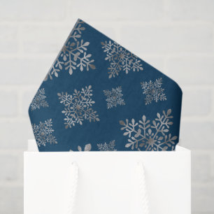 Faux Grey Folie Snowflakes op blauw (geen echte Fo Tissuepapier