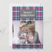 Faux Grey Leather Pink en Blue Pset Kerstmis Feestdagenkaart (Voorkant)