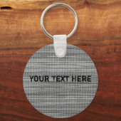 Faux Grey Stof Sleutelhanger Jouw tekst (Voorkant)