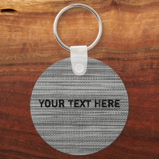 Faux Grey Stof Sleutelhanger Jouw tekst (Voorkant)
