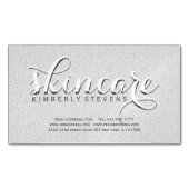 Faux grijs en wit glitter magnetisch visitekaartje (Voorkant)