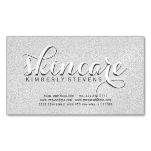 Faux grijs en wit glitter magnetisch visitekaartje