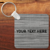 Faux grijze stof Sleutelhanger met aangepaste teks (Voorkant)