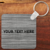 Faux grijze stof Sleutelhanger met aangepaste teks (Achterkant)