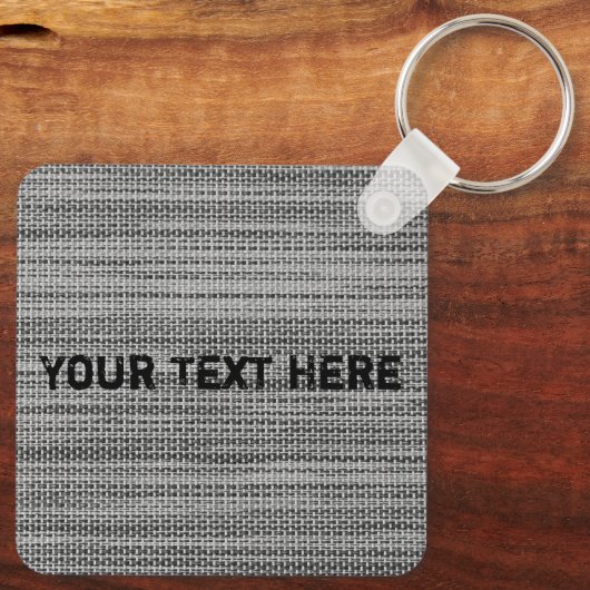 Faux grijze stof Sleutelhanger met aangepaste teks (Achterkant)