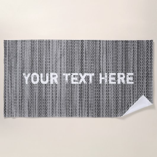 Faux grijze stof strandlaken met aangepaste tekst (Voorkant)