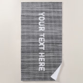 Faux grijze stof strandlaken met aangepaste tekst (Voorkant)