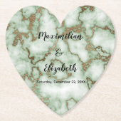 Faux Groen Goud Marmer - Elegante Bruiloft Kartonnen Onderzetters (Voorkant)