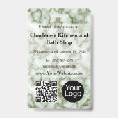 Faux Groen Goud Marmer ID Badge (Achterkant)