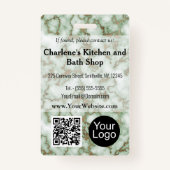 Faux Groen Goud Marmer ID Badge (Achterkant)