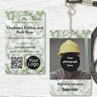 Faux Groen Goud Marmer ID Badge