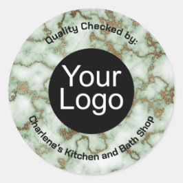 Faux Groen Goud Marmer Ronde Sticker