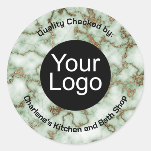 Faux Groen Goud Marmer Ronde Sticker (Voorkant)