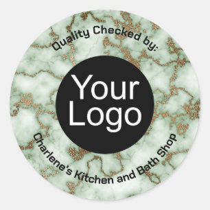Faux Groen Goud Marmer Ronde Sticker