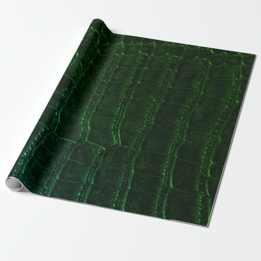 Faux Groene Alligator Krokodil Leer Print Cadeaupapier (Uitgerold)