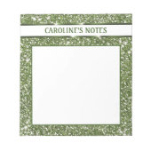 Faux groene glitter-textuur: kijk met aangepaste t notitieblok (Voorkant)