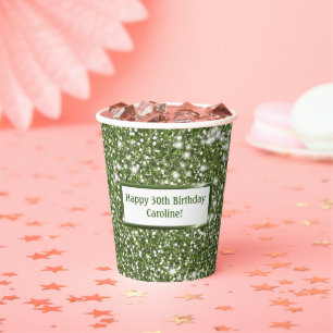 Faux groene glitter-textuur: kijk met aangepaste t papieren bekers