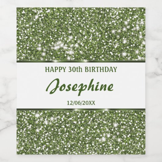 Faux groene glitter-textuur: kijk met aangepaste t wijn etiket (Enkel label)