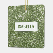 Faux groene glitter-textuur met aangepaste naam keramisch ornament (Links)