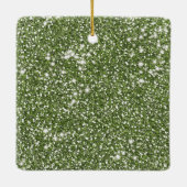 Faux groene glitter-textuur met aangepaste naam keramisch ornament (Achterkant)