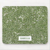 Faux groene glitter-textuur met aangepaste naam muismat (Voorkant)