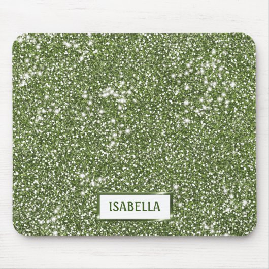 Faux groene glitter-textuur met aangepaste naam muismat (Voorkant)