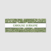Faux groene glitter-textuur met aangepaste naam naamplaatje (Voorkant)