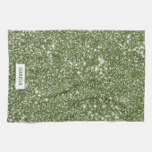 Faux groene glitter-textuur met aangepaste naam theedoek (Horizontaal)