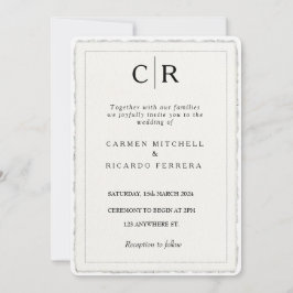 Faux Hand-gescheurd Script Modern Deckle Edge Uitn Kaart