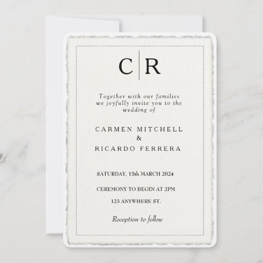 Faux Hand-gescheurd Script Modern Deckle Edge Uitn Kaart (Voorkant)