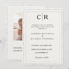 Faux Hand-gescheurd Script Modern Deckle Edge Uitn Kaart
