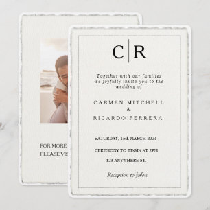 Faux Hand-gescheurd Script Modern Deckle Edge Uitn Kaart