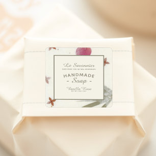 Faux Handmade Floral Paper Natural Soap Vierkante Sticker