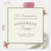 Faux Handmade Floral Paper Natural Soap Vierkante Sticker (Voorkant)