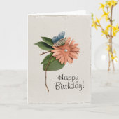 Faux Handmade Happy Birthday Flower Butterfly Kaart (Gele Bloem)