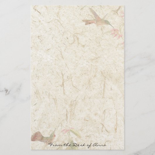 Faux Handmade Paper Hummingbird Birds Wildlife Briefpapier (Voorkant)