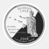 Faux Hawaii State Quarter Ronde Sticker (Voorkant)