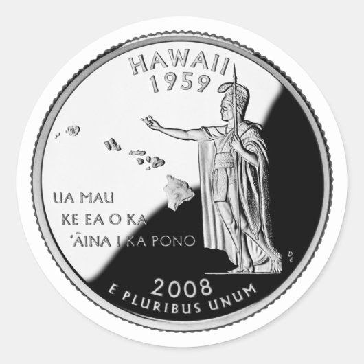 Faux Hawaii State Quarter Ronde Sticker (Voorkant)