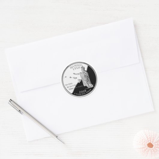 Faux Hawaii State Quarter Ronde Sticker (Envelop)