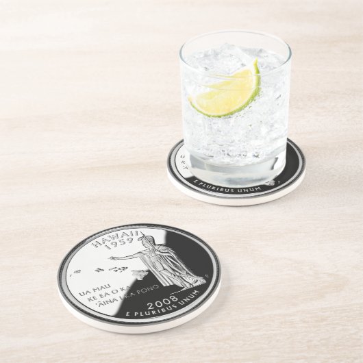 Faux Hawaii State Quarter Zandsteen Onderzetter (Zijkant)