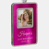 Faux Heet Roze Folie 21st Verjaardagsfoto Verzilverd Omlijst Ornament (Rechts)