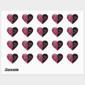 Faux Heet Roze Glitter en Zwart Hart Sticker (Vel)