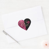 Faux Heet Roze Glitter en Zwart Hart Sticker (Envelop)