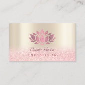 Faux Heet Roze Glitter Lotus op Gouden Achtergrond Visitekaartje (Voorkant)