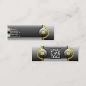 Faux Hi Tech Metallic Skinny Kaart met QR-code Mini Visitekaartje (Voorkant / Achterkant)